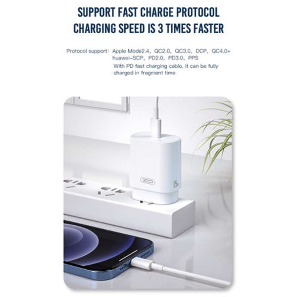 25W EU Type-C Fast Charging Adapter &amp; USB Type-C To Lightning Cable- XO-L91