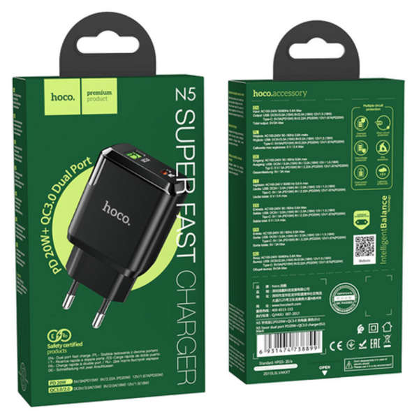 Hoco Dual Port PD 20W EU Fast Charging Adapter - N5