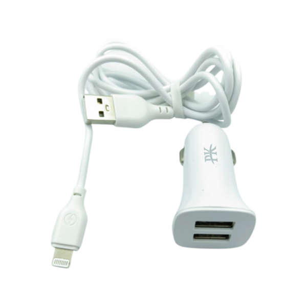 PK 12W Dual USBCar Charger With Lightning Cable - PK22