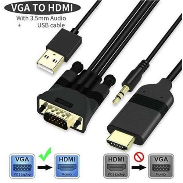 VGA to HDMI Adapter Cable with Audio - 1.8m - OTN-5152