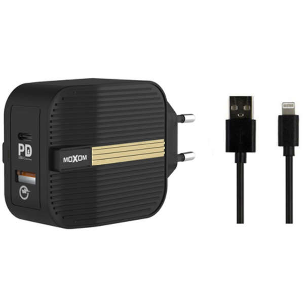 36W PD &amp; USB 2 Port Fast Charging EU Adapter With lightning Cable - MX-HC23