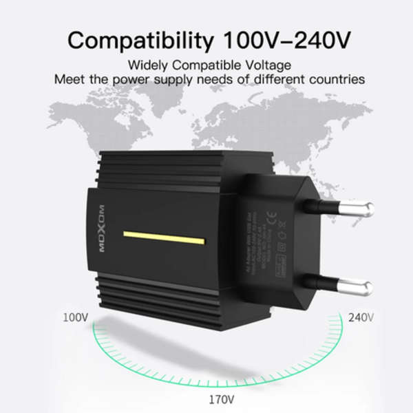 18W 2 USB Port EU Fast Charge Power Adapter With Lightning Cable - MX-HC12