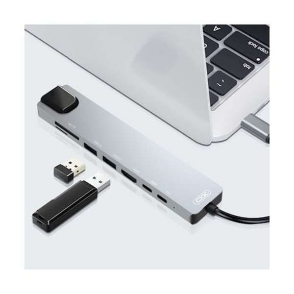 XO Adapter HUB 8in1 Silver - HUB003
