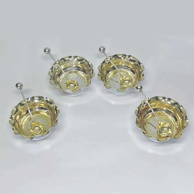 Hallmarked Silver Boxed Set Of  Salts Sheffield  1904
