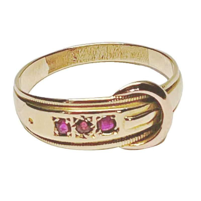 15ct Gold Ruby Buckle Ring