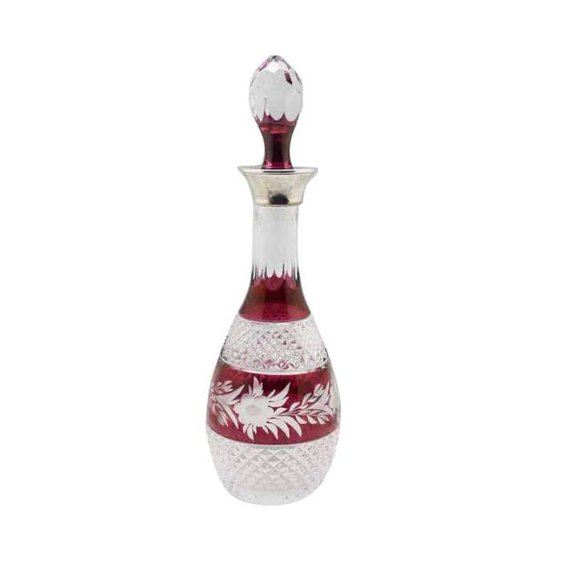 Hallmarked Silver Topped Bohemian Glass Decanter