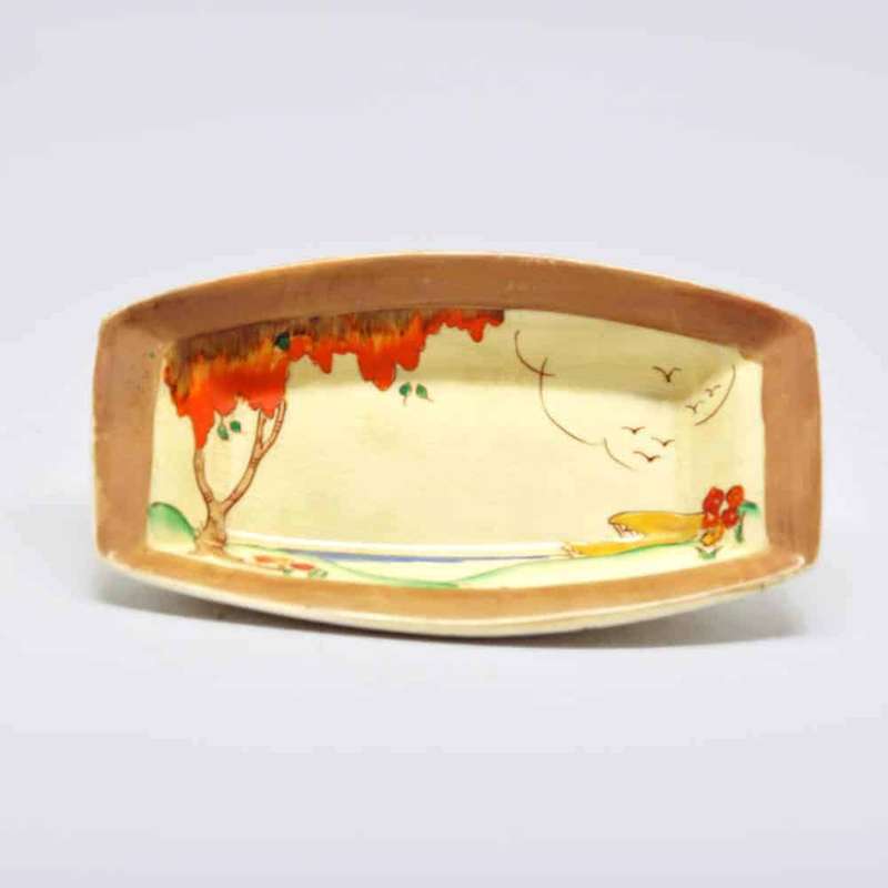 Clarice Cliff Pair of Taormina Scene Bizarre Pattern Nut Dishes