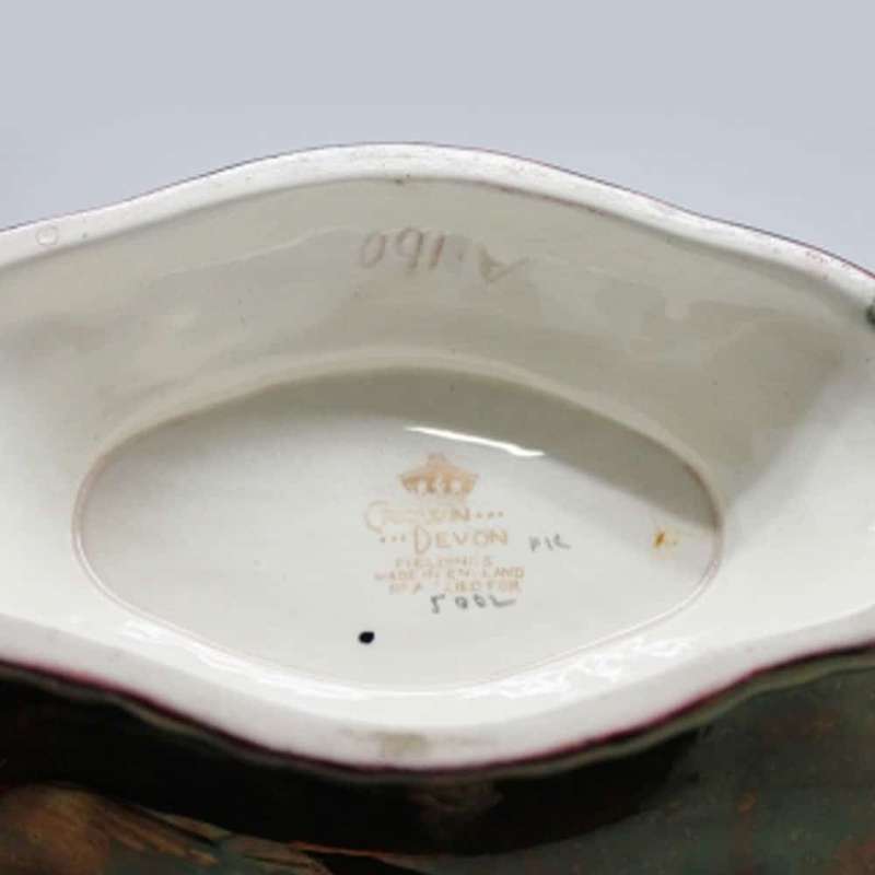Crown Devon Dark Red Standing Bowl With Enamel Floral Decoration