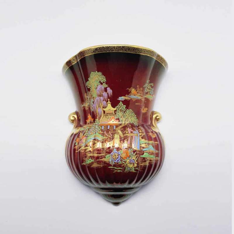 Crown DevonChinese Pergola  Lustreware Pocket Wall Vase