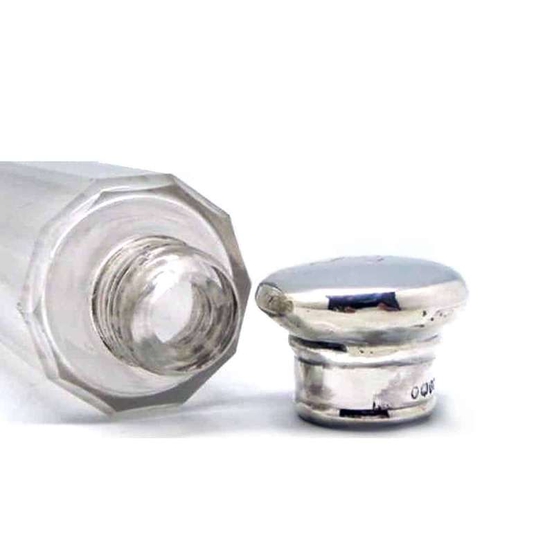 English Hallmarked Silver & Glass Toiletry Bottle  London 1880