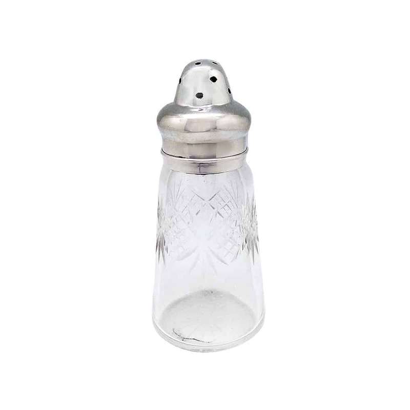 English Hallmarked Silver and Cut Glass Sugar Shaker  London in 1915