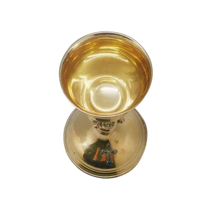 Hallmarked Gilded Silver Chalice with Enamel in the Cross