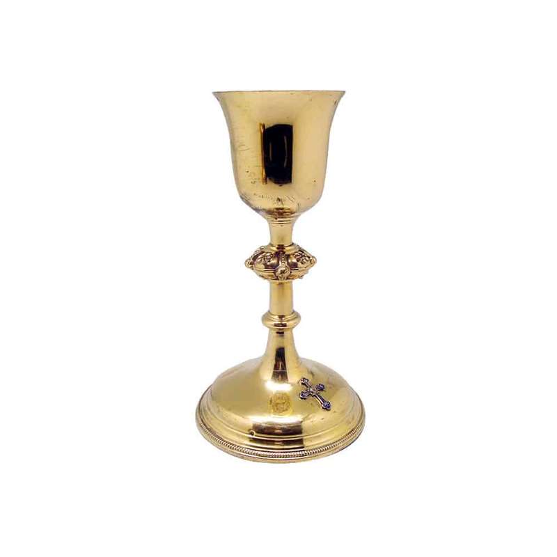 Hallmarked Gilded Silver Chalice with Enamel in the Cross