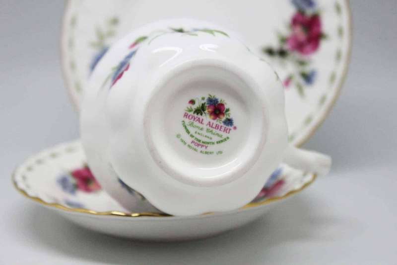 Royal Albert Flower Of The Month August Poppy Pattern Trio