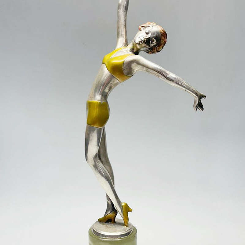 Lorenzl Silvered and Gilt Bronze Figure of a Female Dancer