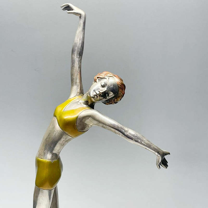 Lorenzl Silvered and Gilt Bronze Figure of a Female Dancer