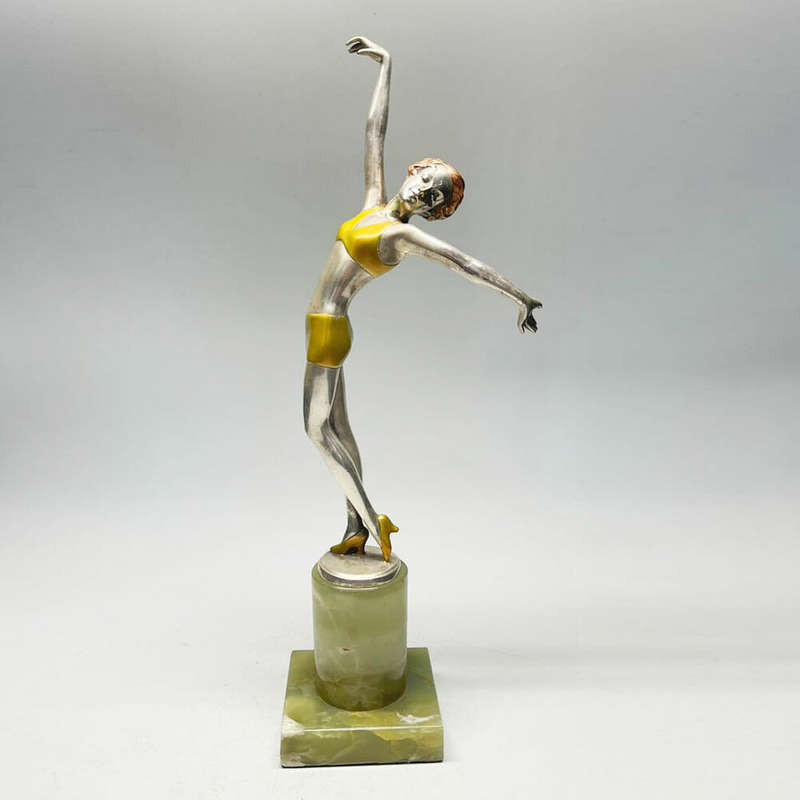Lorenzl Silvered and Gilt Bronze Figure of a Female Dancer