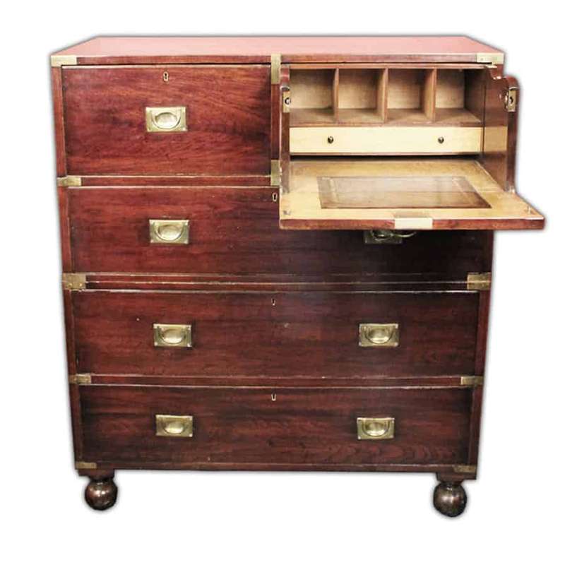 Rare Victorian Teak Secrétaire Chest