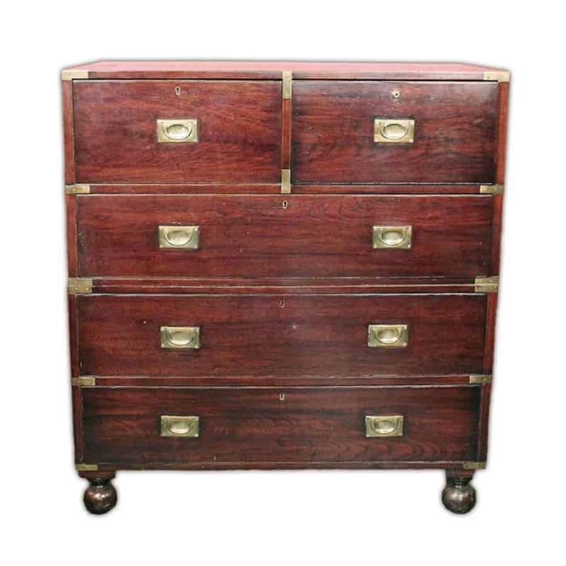 Rare Victorian Teak Secrétaire Chest
