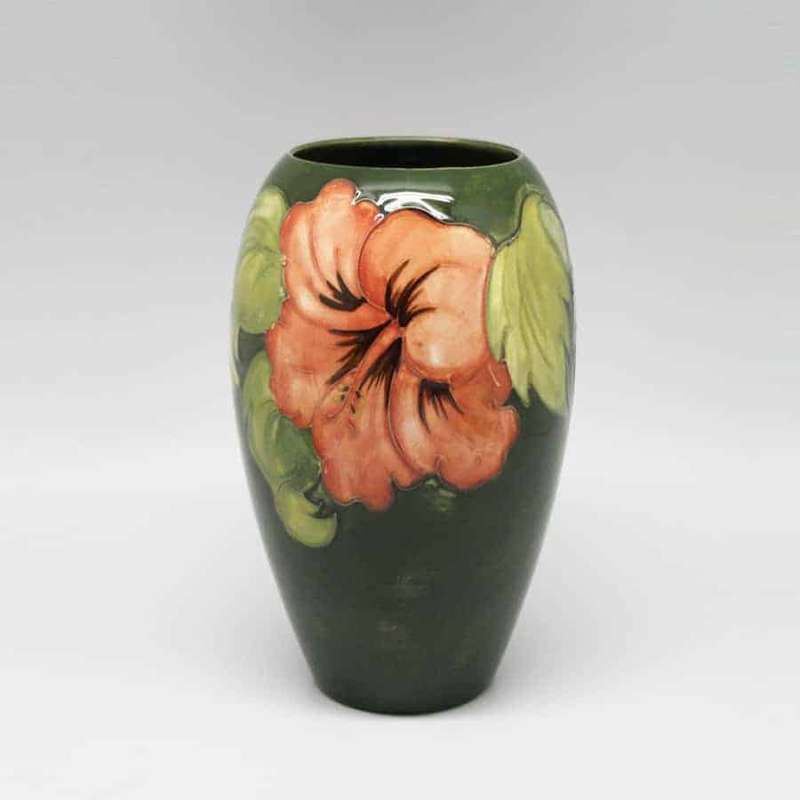 Moorcroft Coral Hibiscus Vase C1970