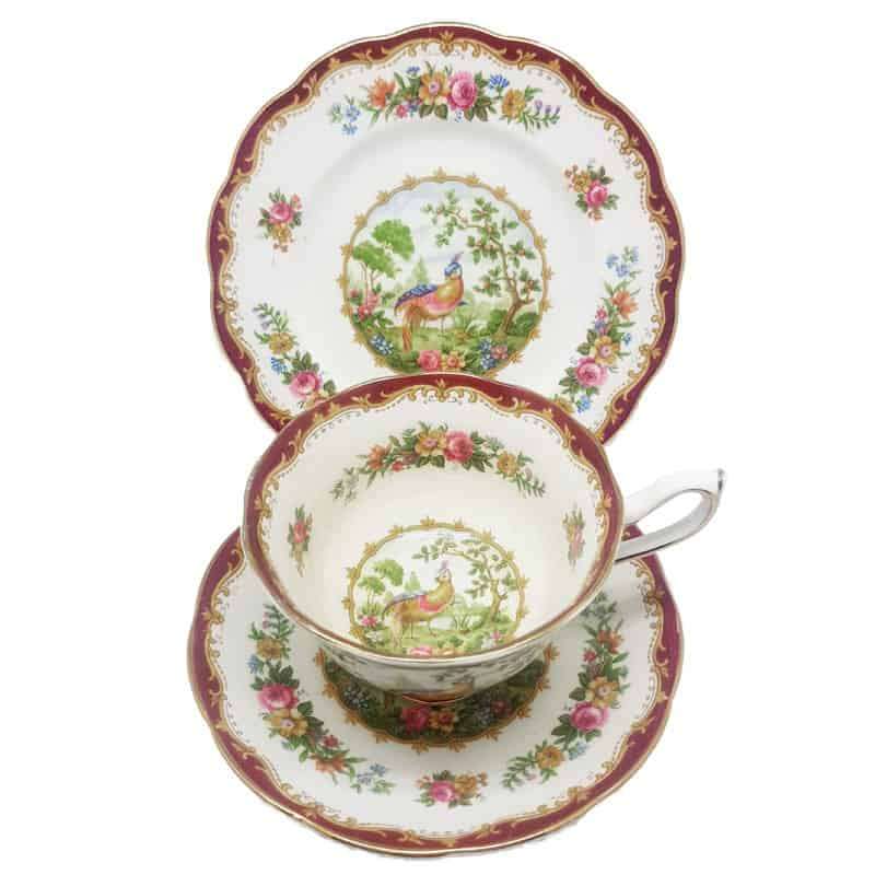 Royal Albert Chelsea Bird Trio Maroon Avon