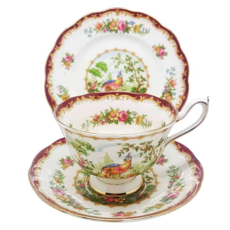 Royal Albert Chelsea Bird Trio Maroon Avon