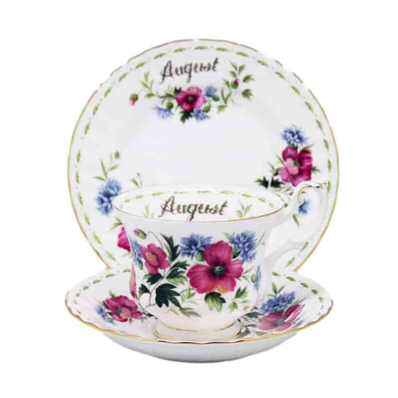 Royal Albert Flower Of The Month August Poppy Pattern Trio