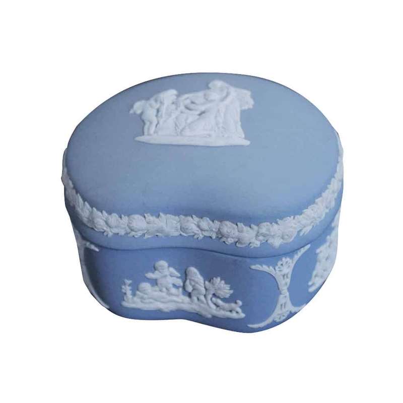 Wedgwood Light Blue Jasperware Baptism Kidney Shaped Bowl