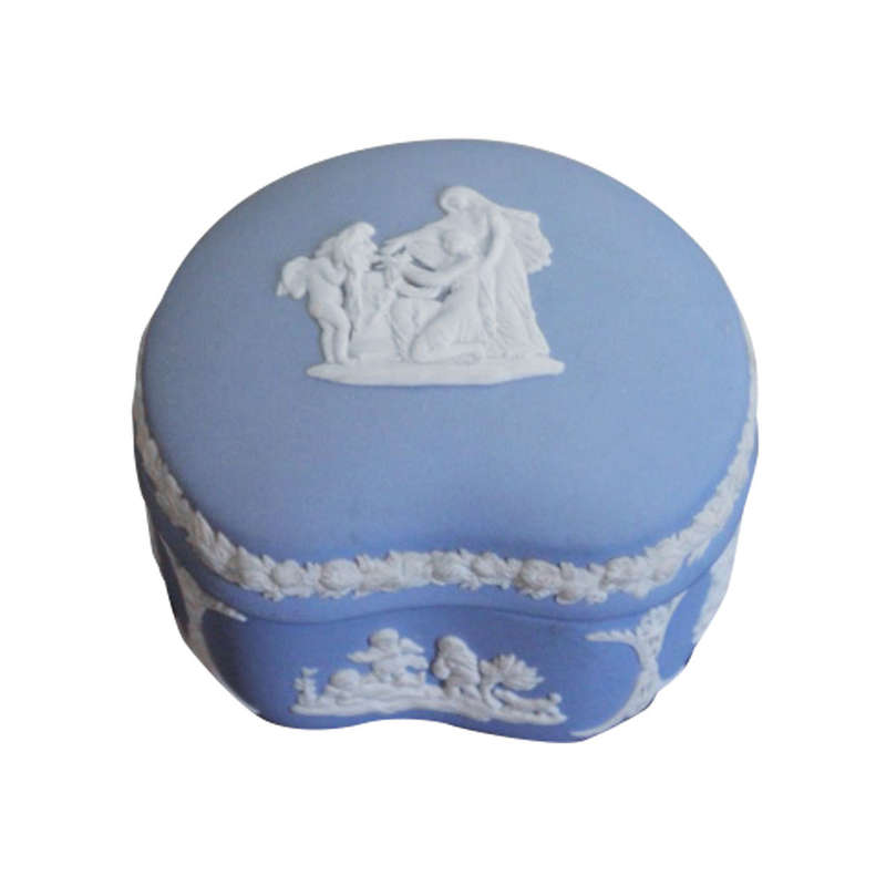 Wedgwood Light Blue Jasperware Baptism Kidney Shaped Bowl