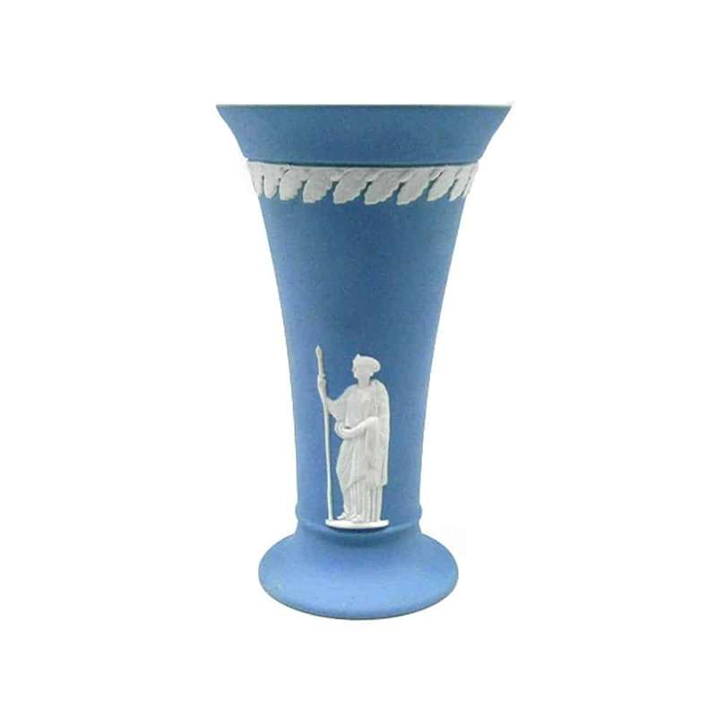 Wedgwood Light Blue Jasperware Athena Trumpet Vase
