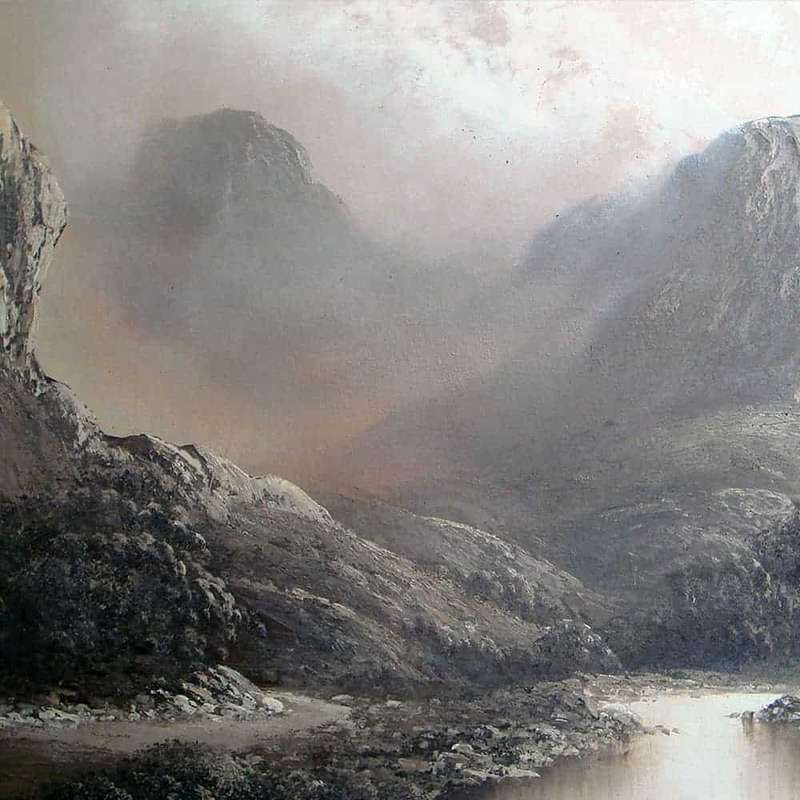 Mountain River Scene Signed Zeelig