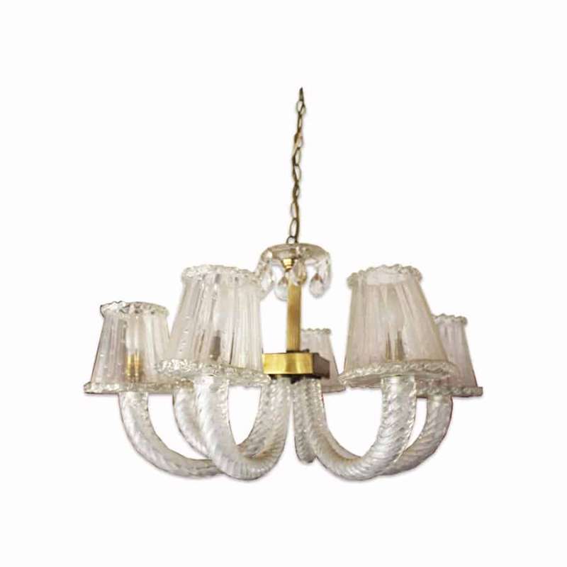 Art Deco 6 Arm Crystal Chandelier