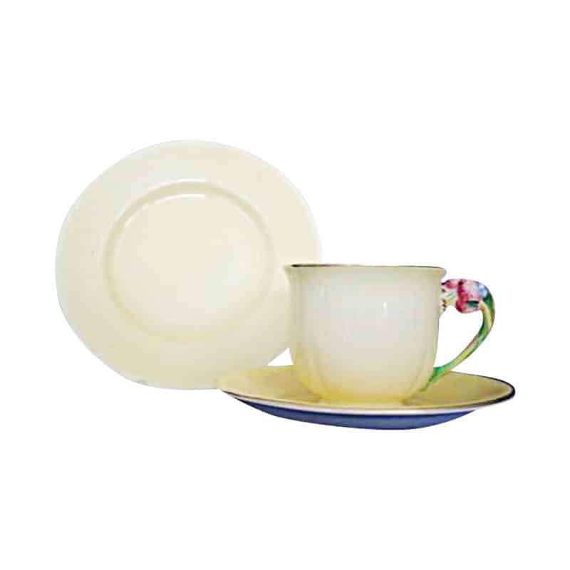 Royal Winton Trio With Floral Handle On A yellow Ground