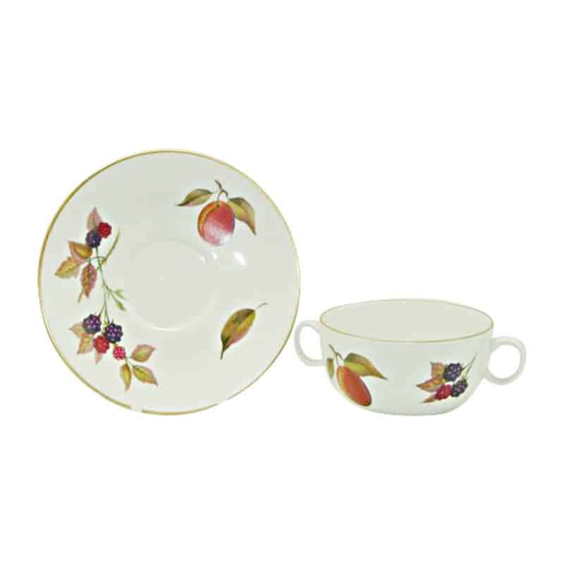 Royal Worcester Evesham Soup Coupe & Saucer