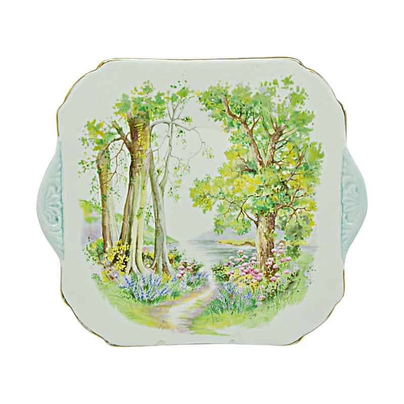 Shelley Woodlands Pattern Large Cake Plate