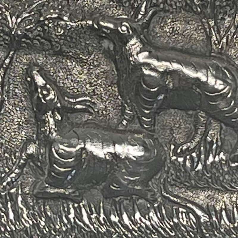 Indian Silver Card Case Animals In Relief