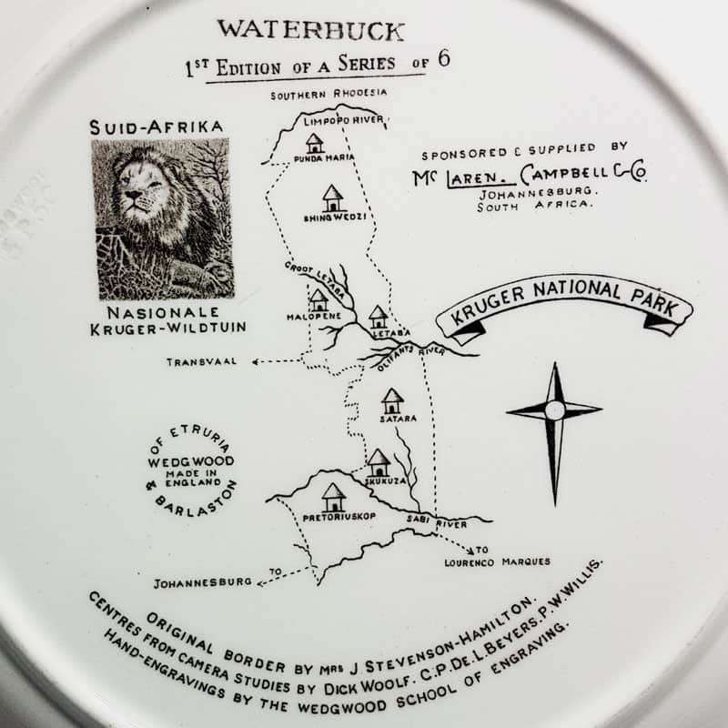Wedgwood Kruger National Park Plate Series Waterbuck