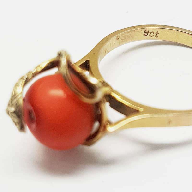 9ct Gold and Coral Snake Ring