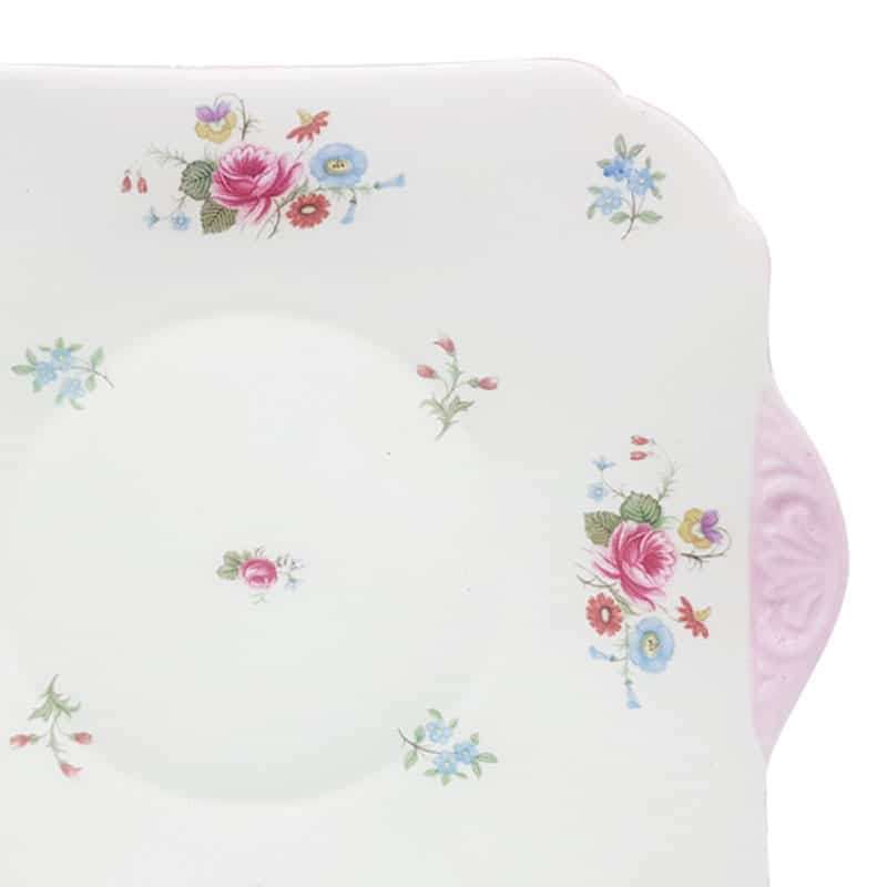 Shelley Pink Flower Cake Plate