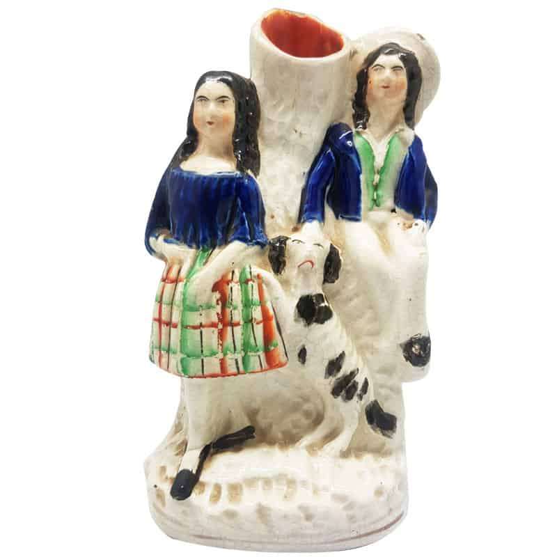 Victorian Staffordshire Flatback with Dog C1850