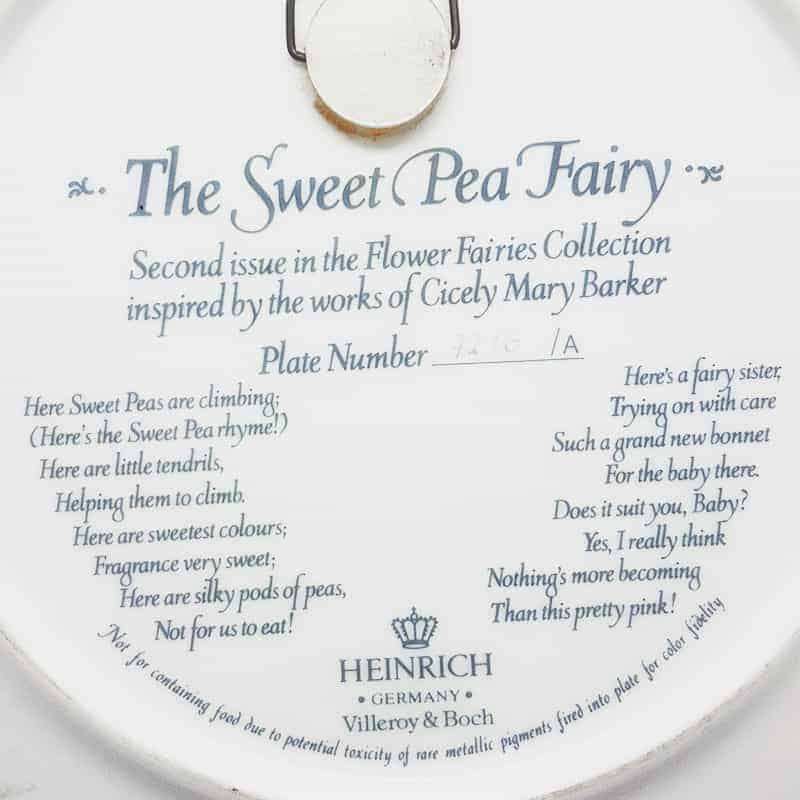 Heinrich Flower Fairies Plate The Sweet Pea Fairy