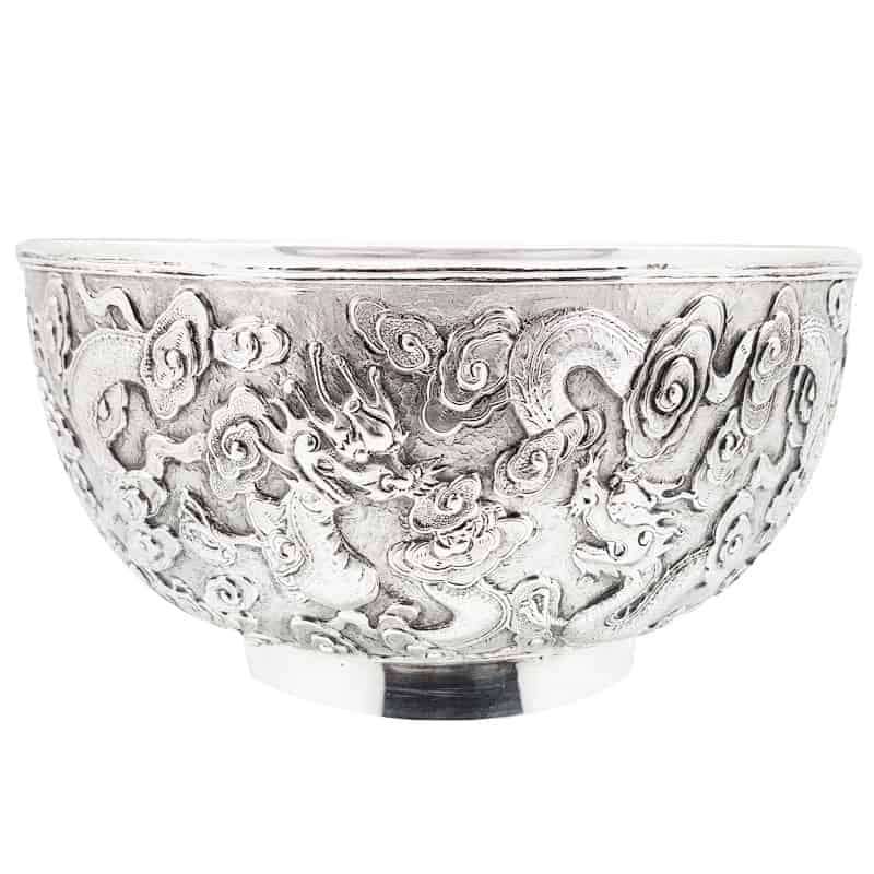 Chinese Silver Rose Bowl Presented 1896 Wo Shing