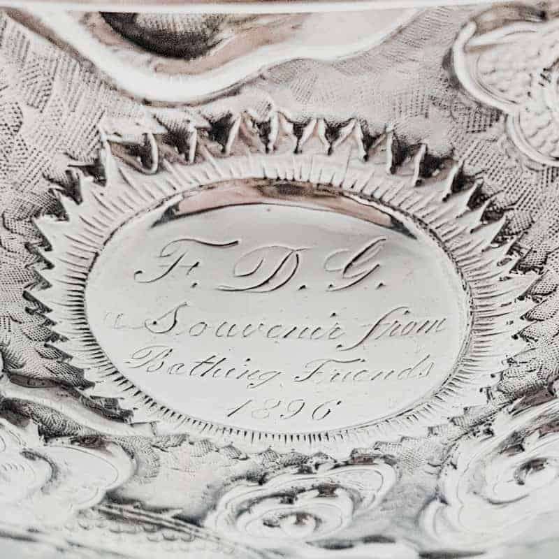 Chinese Silver Rose Bowl Presented 1896 Wo Shing