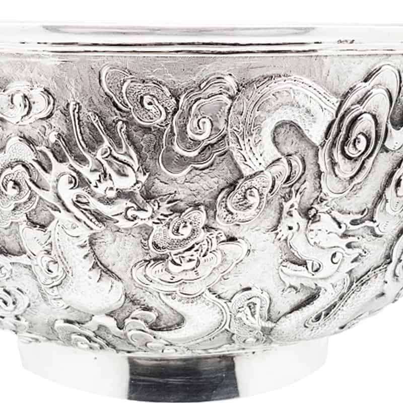 Chinese Silver Rose Bowl Presented 1896 Wo Shing