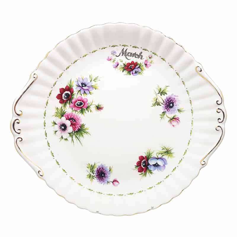 Royal Albert March Large Cake Plate Flowers Of The Month
