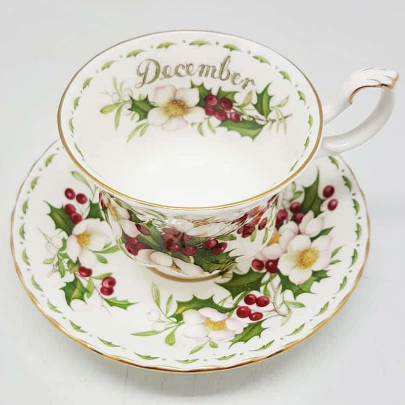 Royal Albert December Christmas Rose Flower of the Month Tea Duo
