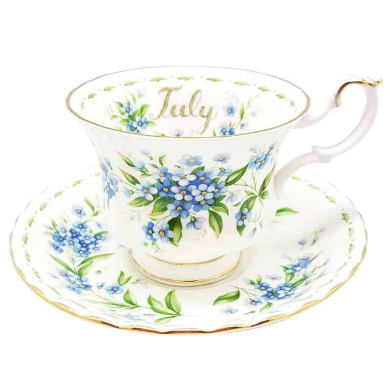 Royal Albert July Forget Me Not Flower of the Month Tea  Duo