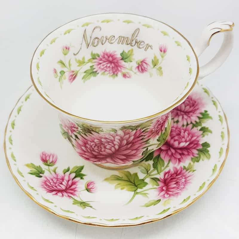 Royal Albert November Chrysanthemum Flower of the Month Tea Duo