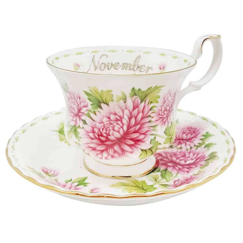 Royal Albert November Chrysanthemum Flower of the Month Tea Duo