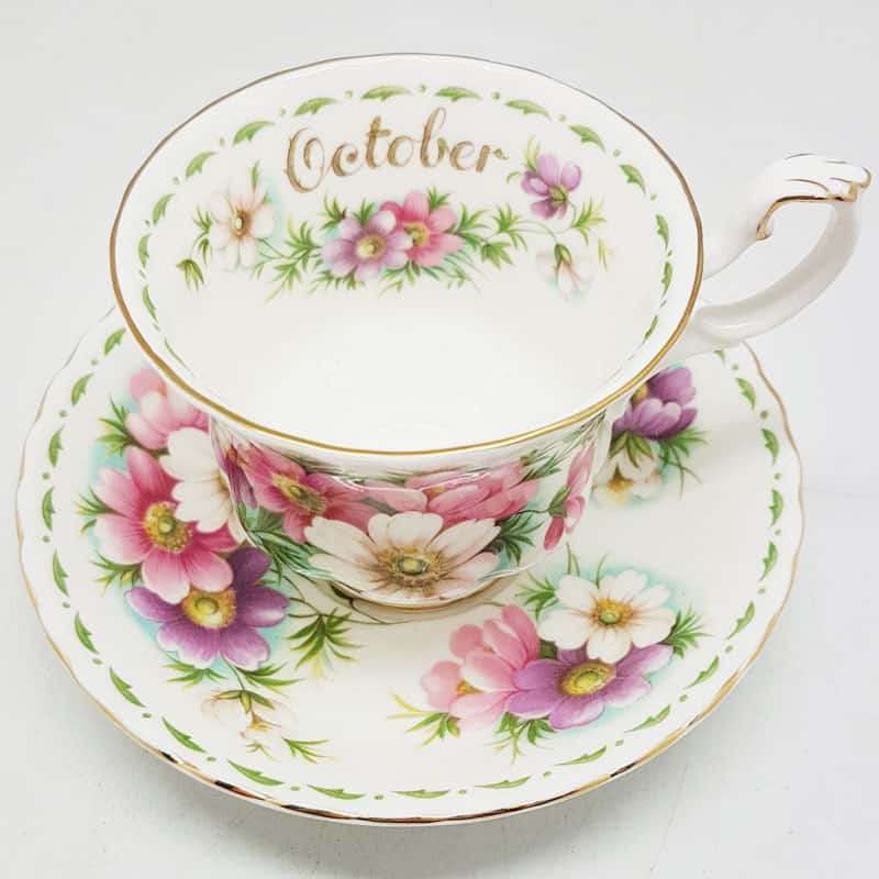 Royal Albert October Cosmos Flower of the Month Tea Duo
